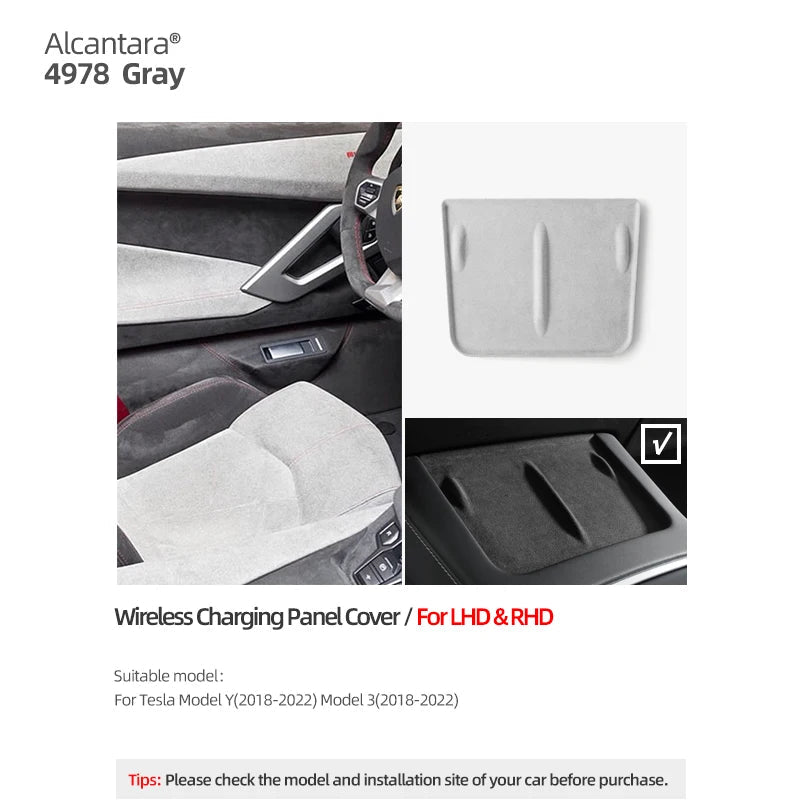 CHARGING PAD COVER ALCANTARA - TESLA MODEL- 3 / Y